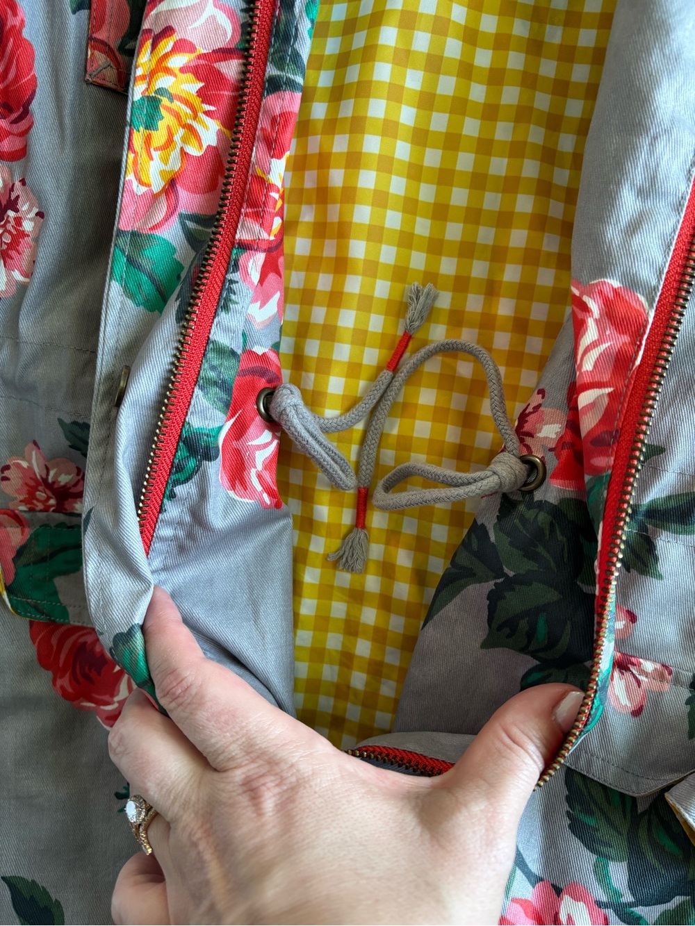Matilda Jane Floral Rain Coat with Yellow Gingham Lining - Picture 7 of 9